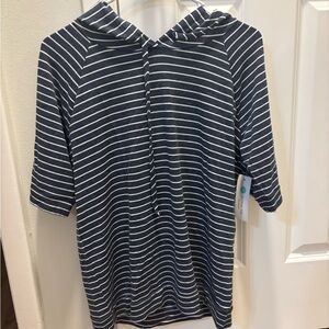 Pink Clover Navy and White Striped Top